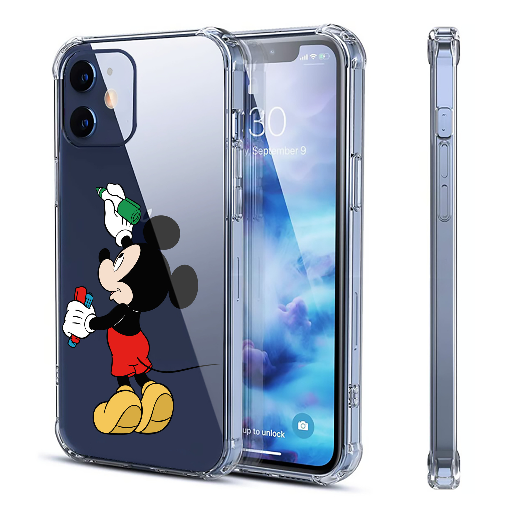（画像用） ミッキーマウス Mickey Mouse 【iPhone 12シリーズ対応】透明スマホケース（クリアソフトケース）
